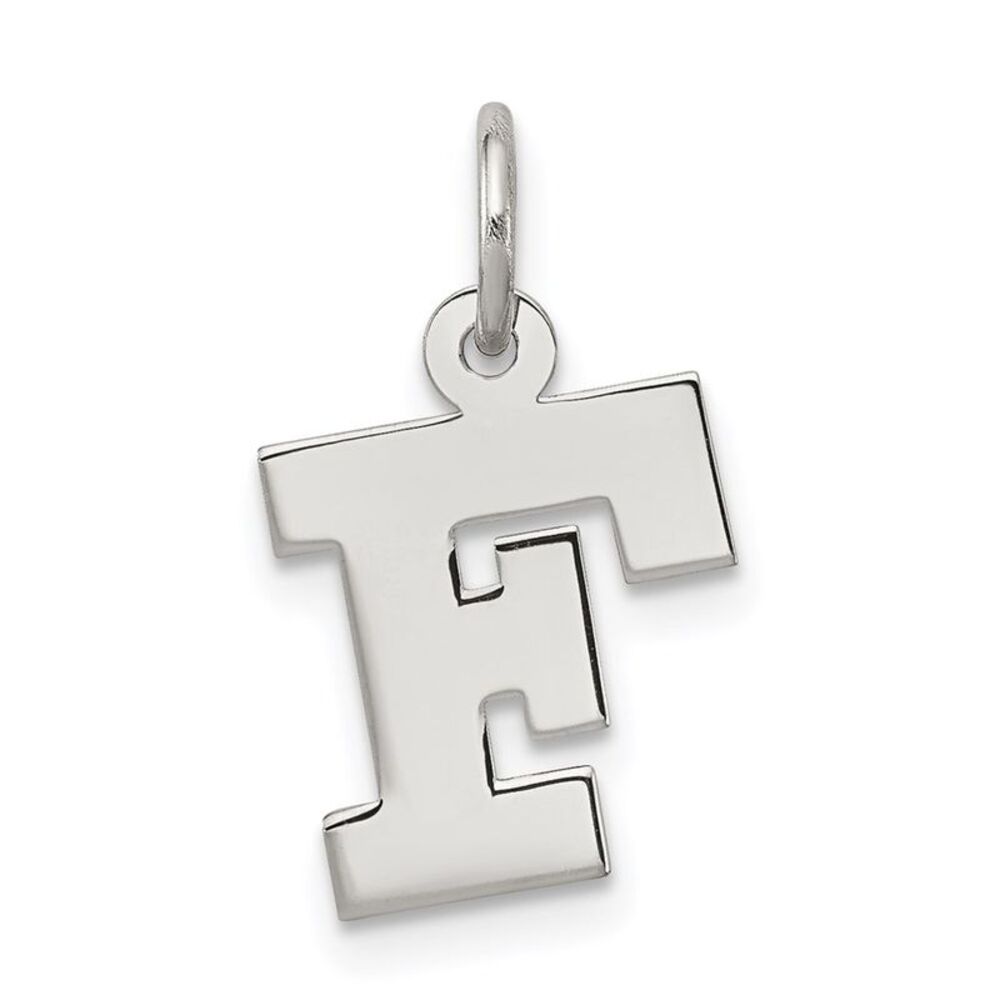 Sterling Silver, Amanda Collection Small Block Style Initial F Pendant